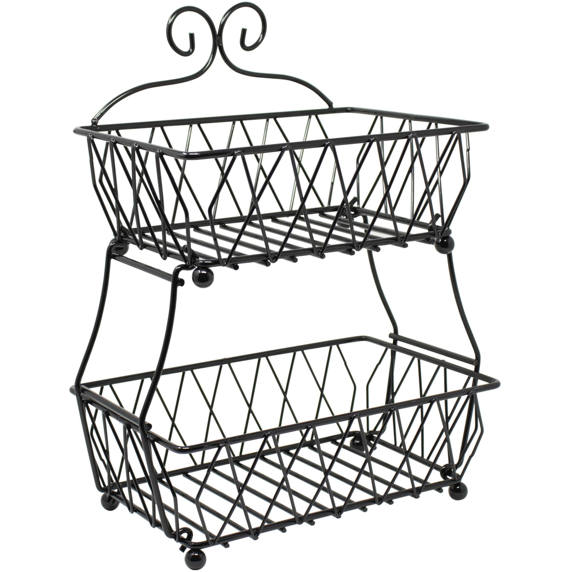 Sorbus 16" 2-Tier Wire Basket Stand